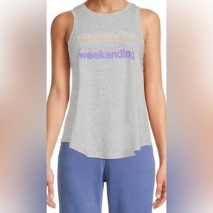 Gray sleeveless graphic print weekending‎ racerback Sleep Tank size 2X (18W-20W)